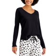 thumbnail image 1 of Jenni Women’s Ribbed Hacci Sweater Knit Pajama Top, Black, X-Small, 1 of 1