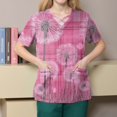 thumbnail image 4 of WTOBBY Women's Fashion V-Neck Short Sleeve Overalls Design with Double Layer Pockets Printed Top, Work Apparel for Healthcare, Comfortable Scrub Fit with Practical Features ,Multicolor XL, 4 of 4