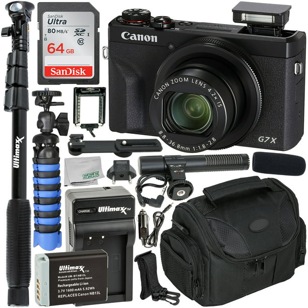 Oorzaak Tien Verdorren Canon PowerShot G7 X Mark III Digital Camera (Black) Must-Have Starter  YouTube Vlogging Kit - Walmart.com
