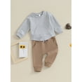 thumbnail image 3 of Bslissey 6M 12M 18M 24M 3T Toddler Baby Boys Pants Sets Solid Color Long Sleeve Pocket Pullover Tops Casual Jogger Pants Tracksuit 2Pcs Outfits Infant Daily Clothes, 3 of 9