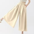 thumbnail image 6 of HAiming Womens Palazzo Pants Dressy Casual Wide Leg Elastic Waist Capris Open Bottom Pants with Pockets Solid Color, 6 of 7