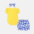 thumbnail image 2 of PatPat Short-Sleeve Romper And Bloomer Shorts with Headband Floral Print, Casual (Infant), 2 of 6