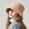 thumbnail image 3 of vnanda Thick Plush Winter Hat Women's Winter Fisherman Hat with Wide Brim Plush Lining Windproof Cold Resistant Lady Buckle Cap in Solid Colors, 3 of 8