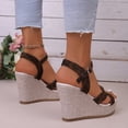 thumbnail image 4 of Espadrilles for Women Open Toe Platform Wedge Sandals Ankle Strap Slingback High Heels Nonslip Summer Dress Shoes Brown Size 9, 4 of 8
