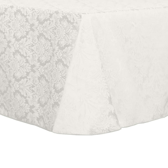 Ultimate Textile (10 Pack) Saxony 108 x 156-Inch Rectangular Damask Tablecloth - Jacquard Weave Emblem Crest Design, White