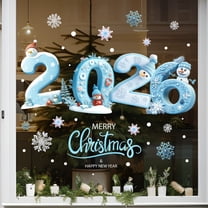 ZLKMQM Christmas Window Clings for Glass, PVC Static Window Decals with Snowflake Merry 2026 Pattern, 60x40cm Christmas Window Stickers for Holiday Decoration