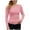 Pink, variant on OSOLU Women Ladies Fashion Fit Loose Crew Neck Slim Tops Solid Color Long Sleeve T-Shirt Tee Tops Leisure Dailywear