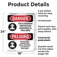 thumbnail image 2 of (2 Pack) Eye And Hearing Protection Required Bilingual OSHA Danger Sign 18 Inch X 24 Inch Plastic Sign, Weather Resistant, UV Protected for Workplace, Business, and Construction Site,, 2 of 8