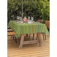 thumbnail image 4 of 60x120 Inch Outdoor Tablecloth with Umbrella Hole Zipper Rectangle Yellow Green Strriped Rectangular Tablecloths Outside Waterproof Farmhouse Thine Line Summer Patio Table Cloth Cover for Picnic, 4 of 8