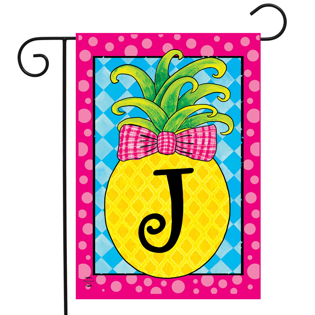 Pineapple Monogram Letter J Garden Flag Everyday Briarwood Lane 12.5" x 18" 