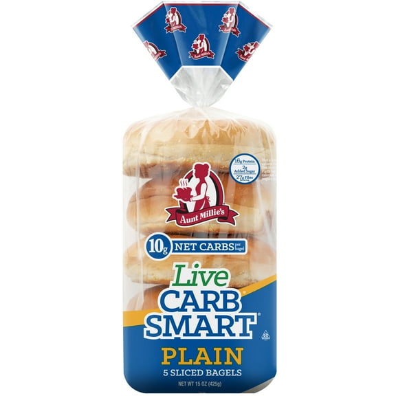 Aunt Millie's Live Carb Smart Plain Bagel, 5 Ct., 15 oz