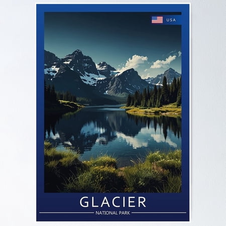 Glacier National Park USA Travel UNFRAMED Poster, 12x18