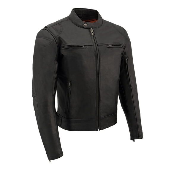 Milwaukee Leather MLM1560 Men's Black Long Body and Vented Motorcycle Leather Jacket Small