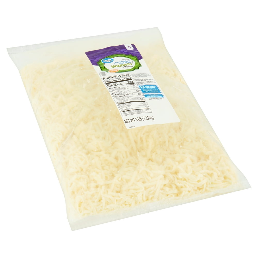 Great Value Shredded LowMoisture PartSkim Mozzarella Cheese, 5 lb