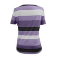 thumbnail image 5 of Summer Tees for Women Striped Short Sleeve Crewneck Pullover Tops Breathable Casual Outfits Purple L, 5 of 7