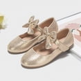 thumbnail image 2 of KPOPLK Girls Mary Jane Glitter Shoes Low Heel Princess Dress Shoes,Toddler Little Girls Bowknot Flower Girl Wedding Party Dress Pump Shoes Size 2,Gold, 2 of 6