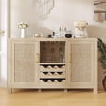 thumbnail image 4 of Winkalon Coffee Bar Cabinet, 47.2" Rattan Sideboard Buffet Cabinet with Storage, Boho Farmhouse Liquor Cabinet with Wine Racks for Living Dining Room Kitchen, Natural, 4 of 10