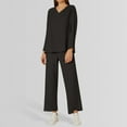 thumbnail image 2 of Ladies' Fashionable And Casual V Neck Solid Color Loose And Linen Two Piece Set, 2 of 4