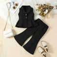 thumbnail image 4 of HAOTAGS Girls V-Neck Outfit Sets 2 - 8,Sleeveless Top & Split-Hem Trousers Solid Color Blazer Two - Piece Suit Sets Black 6-7 T, 4 of 7