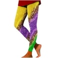 thumbnail image 3 of DDAPJ pyju Mardi Gras Leggings for Women Trendy Print Elastic High Waisted Yoga Pants Carnival Party Tights Color Block Casual Skinny Pants Multicolor#1 L, 3 of 6