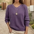 thumbnail image 2 of qelini Fall Sweaters for Women V Neck Pullover Knitted Sweaters Solid Long Sleeve Tops Dressy Casual Blouses, 2 of 3