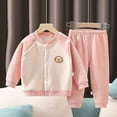 thumbnail image 6 of KYAIGUO 2Pcs Baby Newborn Boys Girls Fleece Thermal Underwear Outfit 3 Months-24 Months Plush Cardigan Thermal Pjs+Pants Long Johns Toddler Warm Sleep Outfit Autumn Winter, 6 of 8