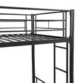 thumbnail image 3 of SYNGAR Twin over Twin Bunk Bed with Storage Space, Loft Bunk Bed with Built-in Ladder and Safe Guardrail, Heavy Duty Metal Bunk Bed for Kids Teens Adults Bedroom Apartment, Black, 3 of 9