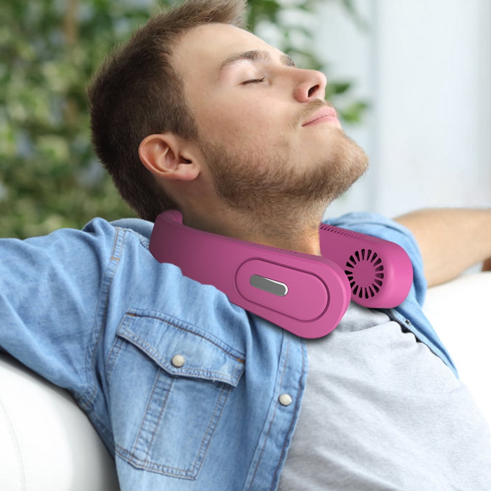 Mainstays Portable Rechargeable Neck Fan, Outdoor, Pink