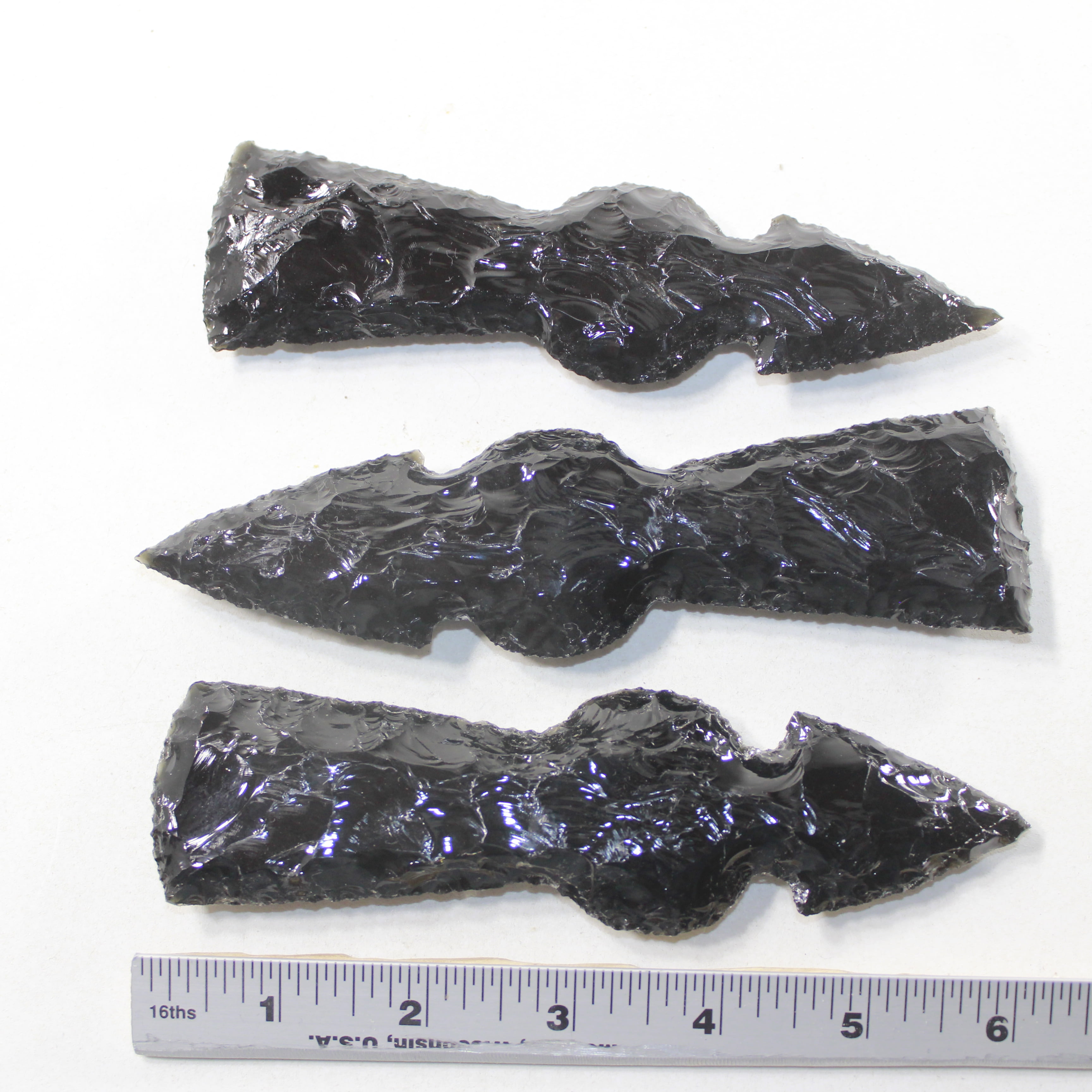 3 Obsidian Ornamental Tomahawk Heads #5529  Ax Axe Hatchet