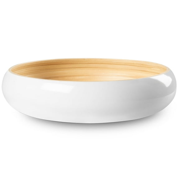 Lexa Bamboo Fruit Bowl, 12 Inch, White