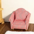 thumbnail image 6 of Dollhouse Couch with Pillow 1 12 Scale Miniature Sofa Arm Chair Living Room Furniture Wooden Fabric Frame Single Reading Chair Artificial House Room Scene Decoration (Stripe), 6 of 6