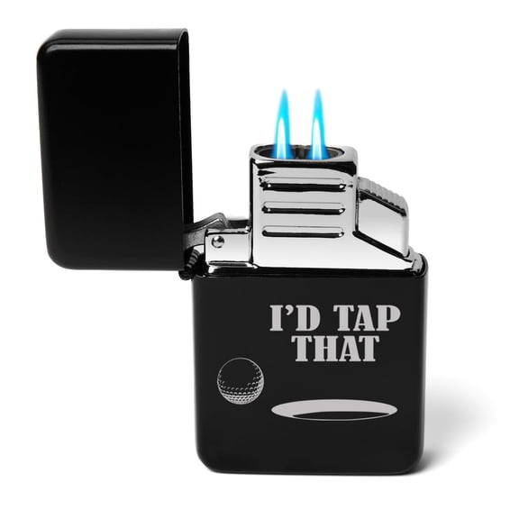 Dual Flame Torch Lighter I'd Tap That Golf (Black)