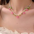 thumbnail image 2 of 1 Uds. Collar de cuentas colorido multicapa de color rosa dulce y fresco, adecuado para la mayoría de las personas, collar decorativo, 2 of 5