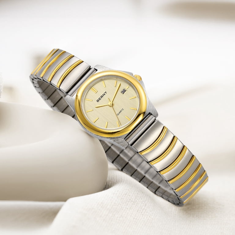 Women\'s Dainty Day Date Watch Stainless Steel Quartz Water Resistant BERNY Small Watches for Women, Dainty Quartz Analog Watch  main image 3