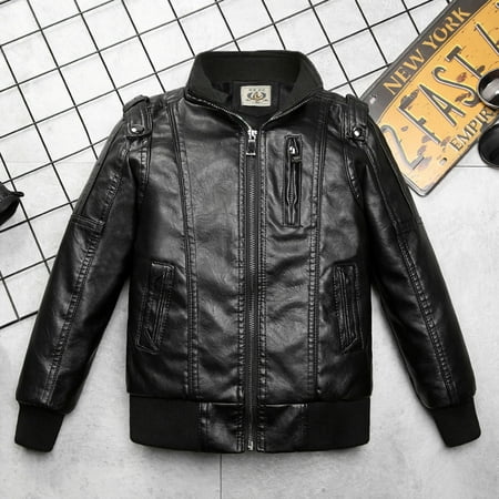 

CHGBMOK Clearance Boys Winter Coats Thick Coat Winter Motorcycle Jacket Warm Puffer Jackets