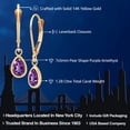 thumbnail image 2 of Gem Stone King 14K Yellow Gold Purple Amethyst Drop Dangle Earrings for Women (1.28 Cttw, Gemstone February Birthstone, Pear Shape 7X5MM), 2 of 5