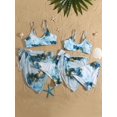 3 Pcs Girls' Bikini Swimsuit Marble Print Cami Top & Bikini Bottoms