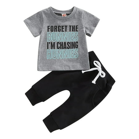 

AIMAOMI Toddler Boys Summer Clothes Short Sleeve Letter Shirt Tops Pants Trousers Kid Outfit 2pcs Set H