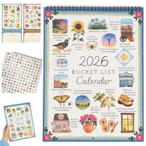 2026 Bucket List Wall Calendar - Celebration Of Life’s Seasons, Inspirational 12-Month Hanging Calendar with Illustrated Art, Monthly Goals, Stickers & Mindful Living Gift
