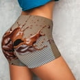 thumbnail image 4 of Balery Coffee Beans Chocolate Splash Pantalones cortos de entrenamiento estampados para mujer, sin costuras, ajustados, para gimnasio, yoga, correr, deportes, ejercicio activo, fitness.-Large, 4 of 8