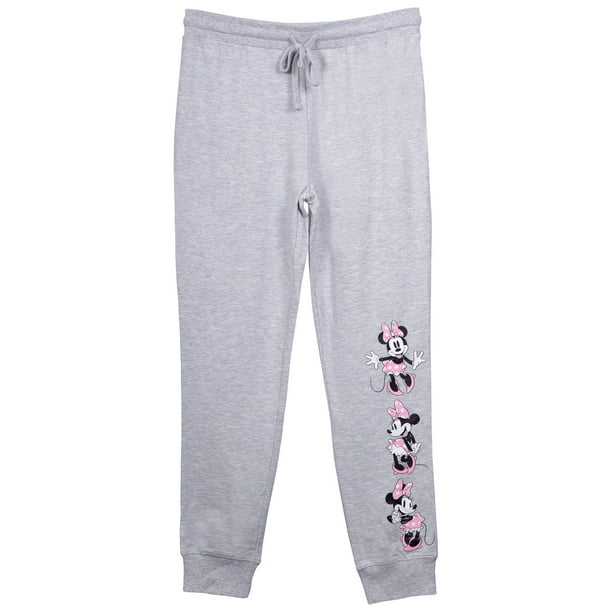 Minnie Mouse Leg Logo Ladies Grey Sweatpants-Small 