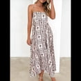 thumbnail image 4 of Vestido Maxi Estampado para Mujer, con Tirantes Finos, Floral, Estilo Bohemio, Fluido, para Playa y Vacaciones de Verano. Cuadrados de Albaricoque XL, 4 of 7