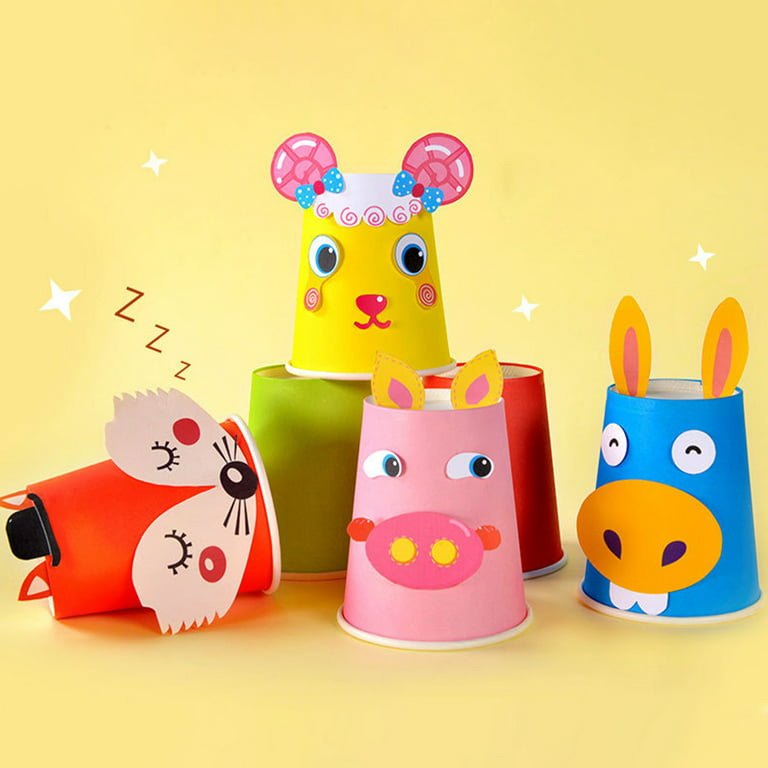 Arts And Crafts For Kids Ages 4-8,Create Your Own Animal Crafts Using  Cups,Craft Set For Kids Ages Toddlers 3,4,5,6,8