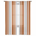 thumbnail image 3 of Burnt Orange Grey Stripe Sheer Curtains 72 Inches Long 2 Panels Set, Window Sheer Curtains for Living Room/Bedroom, Farmhouse Minimalist Striped Light Filtering Rod Pocket Curtain 52'' x 72'' x 2, 3 of 7