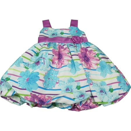 Jessica Ann Baby Girls 18 Months Bubble Style Special Occasion Dress with Sash Purple Floral