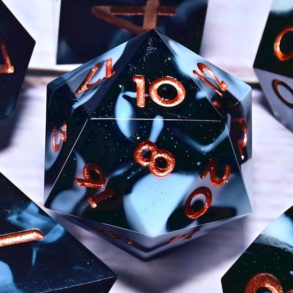 DND Resin Dice 7-Piece Set for Dungeons and Dragons DND 5e RPG Gift, Board Game Tabletop Role Playing Dice Game, Birthday Gift, Christmas, Thanksgiving, Halloween