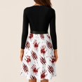 thumbnail image 6 of Women's Halloween Dress Spider Printed Long Sleeve Horror Dresses Skeleton Cocktail V-Neck Scary Tea Length Dress with Belt 3XL, 6 of 6
