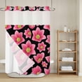 thumbnail image 6 of No Hook Shower Curtain with Snap in Liner, Pastoral Pink Floral Watercolor Waterproof Fabric Bathroom Curtain Mesh Top Window, Modern Minimalist Art Shower Curtains 60x72in, 6 of 9