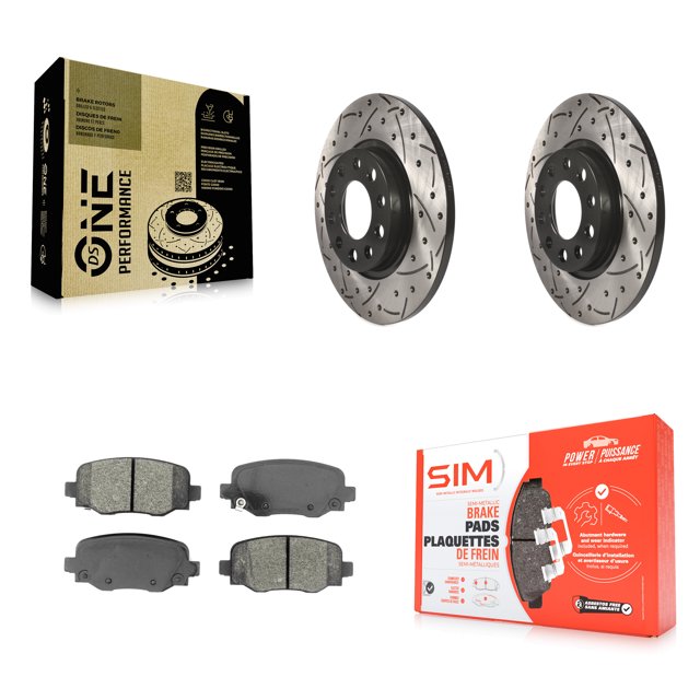 Transit Auto Rear Coated Drilled Slotted Disc Brake Rotors and Semi-Metallic Pads Kit for Car Jeep Cherokee Chrysler 200 KDS-100503