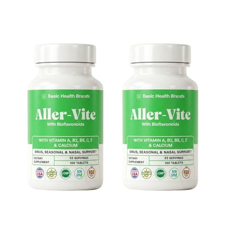 Basic Health Brands Aller-Vite Bioflavonoid Nasal Support for Itchy Eyes & Runny Nose, 200 Tablets